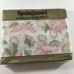 Springmaid Wondercale No Iorn Precale Double Flat Sheet Retro Floral St Honre